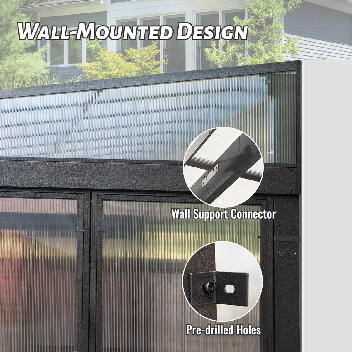 10x14FT All Season Sunroom with Detachable Windows and Sliding Doors