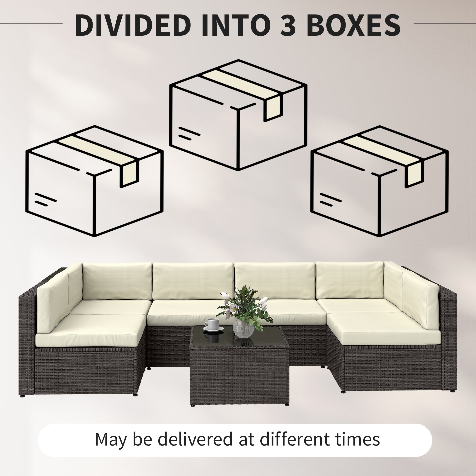 7-Piece Outdoor Sectional Sofa Set | All-Weather PE Rattan Patio Furniture with Coffee Table