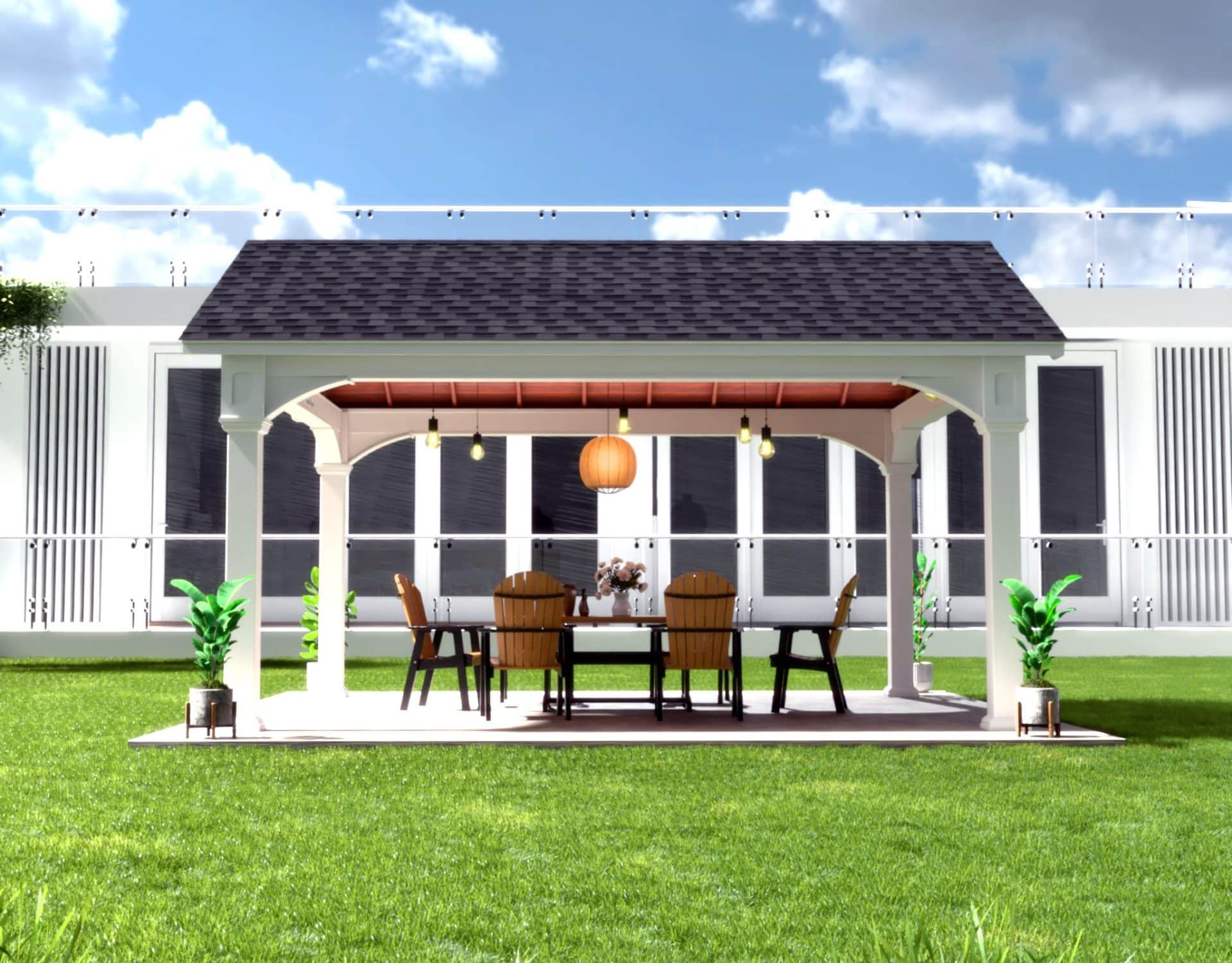Country Lane 14x18 Vinyl A-Frame Pavilion w/ 8"x8" Posts