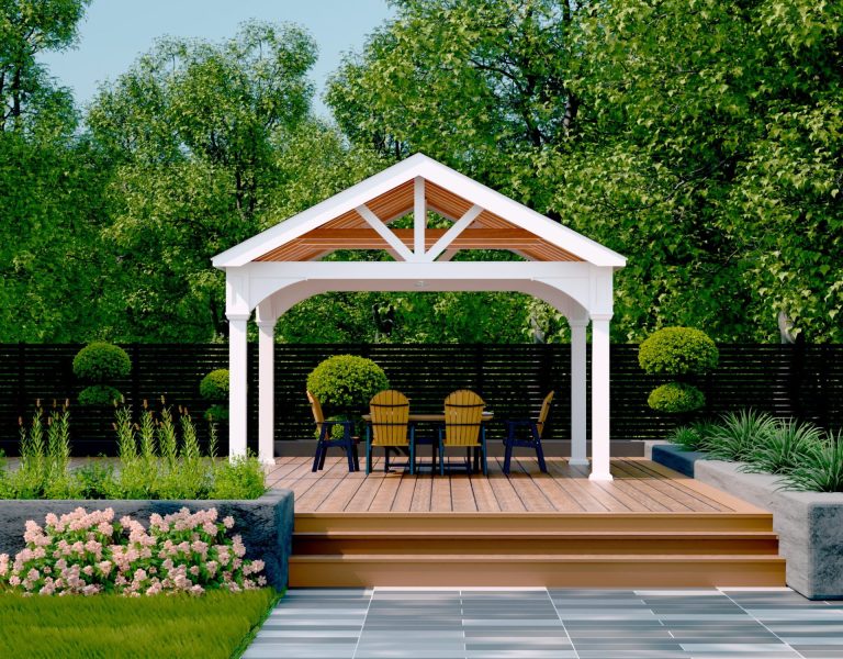 Country Lane 16x16 Vinyl A-Frame Pavilion w/ 8"x8" Posts