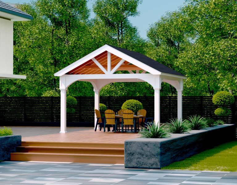 Country Lane 16x16 Vinyl A-Frame Pavilion w/ 8"x8" Posts