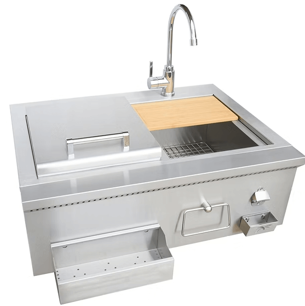 Kokomo 30" Built-In Bartender Cocktail Station With Sink Bottle Opener and Ice Chest Backyard Brillance