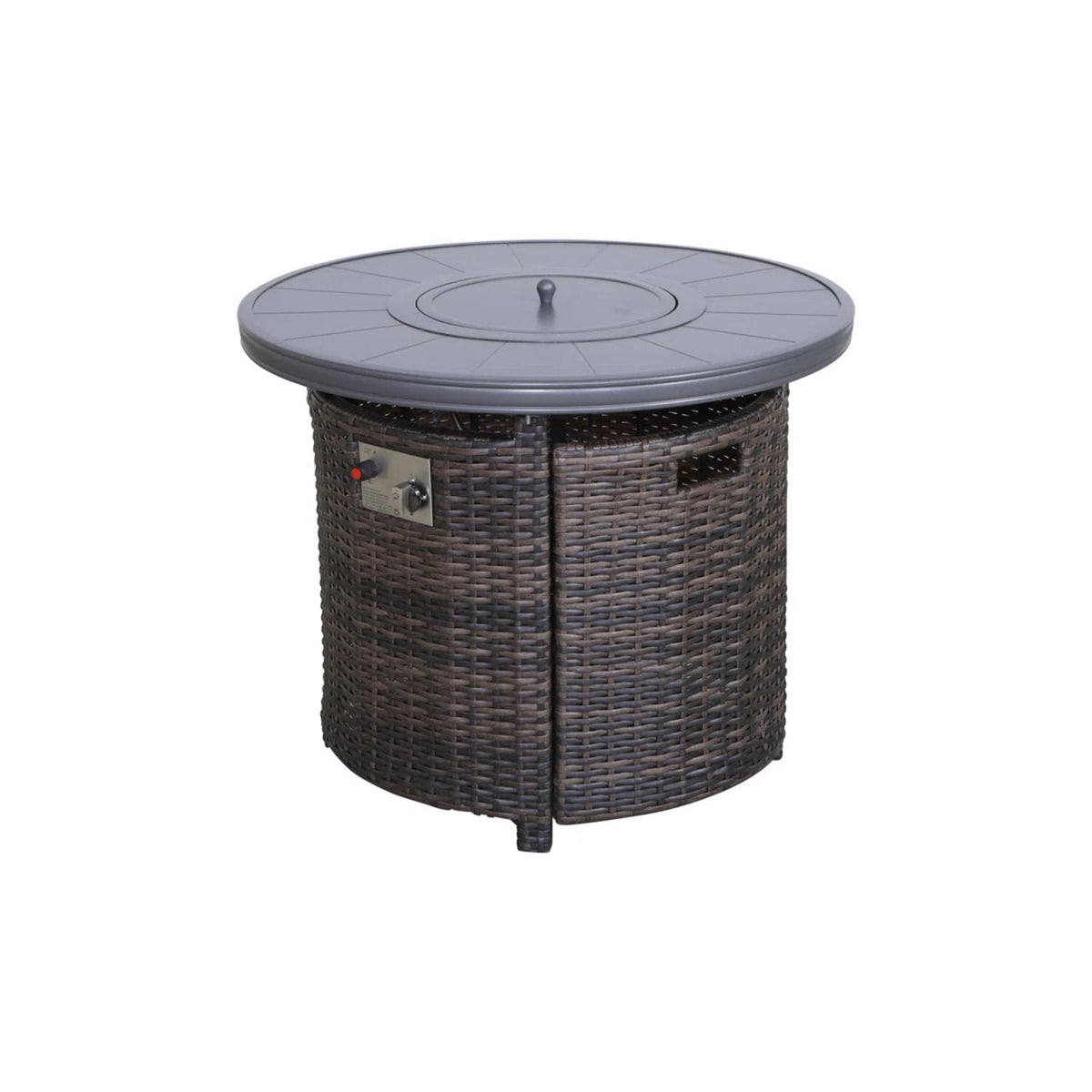 Wicker Outdoor Lounge Set With Cushions And Fire Pit