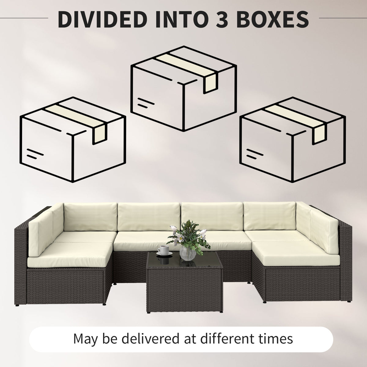 7-Piece Outdoor Sectional Sofa Set | All-Weather PE Rattan Patio Furniture with Coffee Table