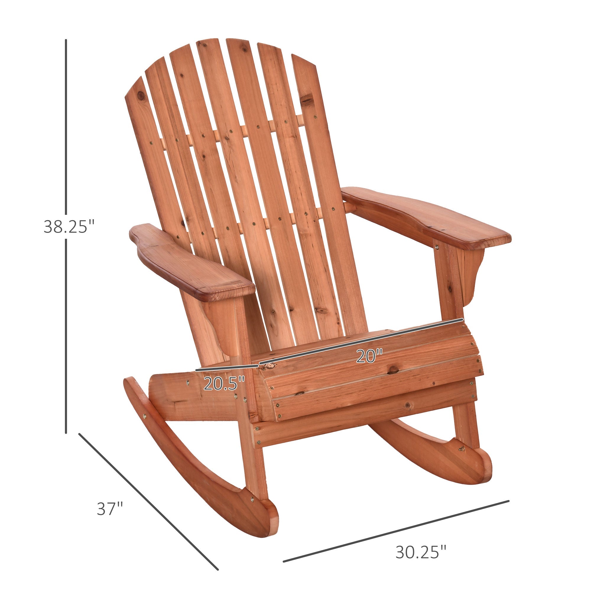 Teak Adirondack Rocking Chair – Solid Fir Wood, Ergonomic Design for Porch & Patio