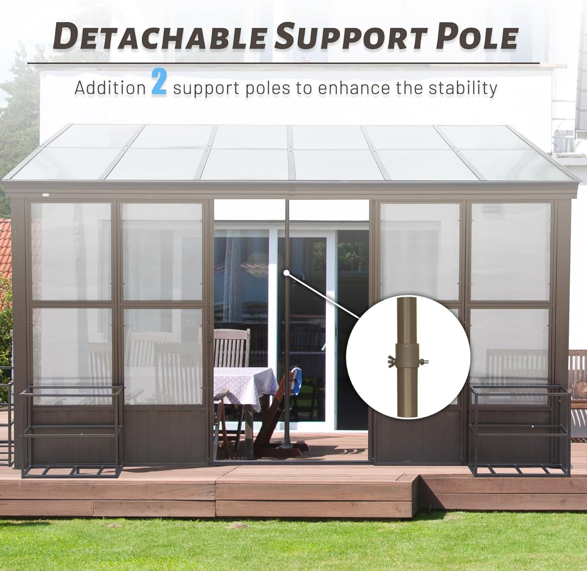 12x16FT All Season Sunroom with Detachable Polycarbonate Windows