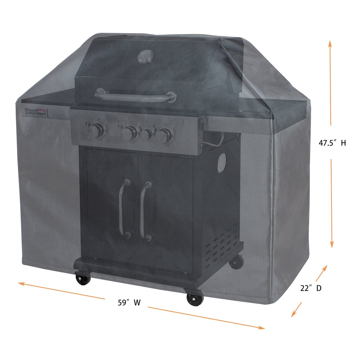 Grill Cover 26" Grill Cart Cover (59"x22"x47.5") - Gold