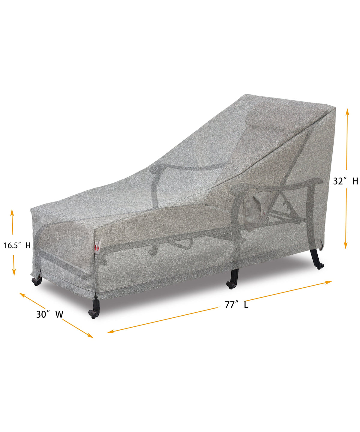 Premium Heavy-Duty Large Chaise Lounge Cover - 3-Layer Water & UV-Resistant, Platinum Series, 77"W x 30"D x 16.5''/22.5"/32''H