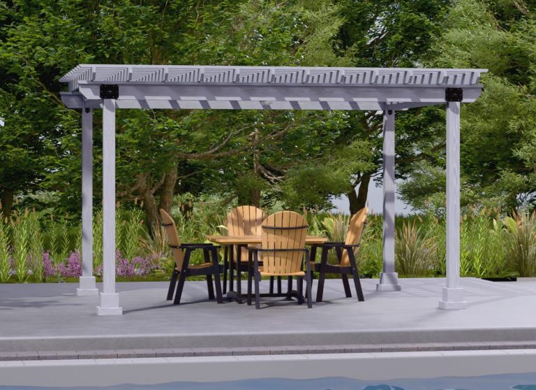 Country Lane 10x14 Wood Hollander Pergola w/ Sky Gray Stain