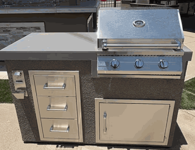 5-Foot Kokomo BBQ Grill Island – 3-Burner Built-In Grill, Triple Drawers & Propane Access | LP or NG
