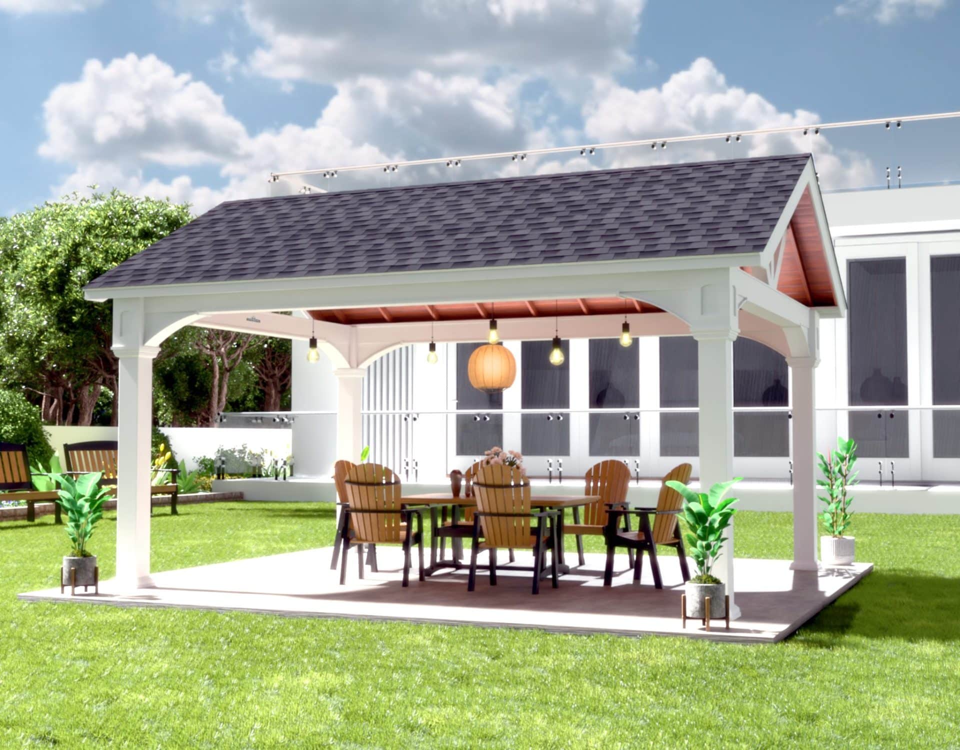Country Lane 14x18 Vinyl A-Frame Pavilion w/ 8"x8" Posts