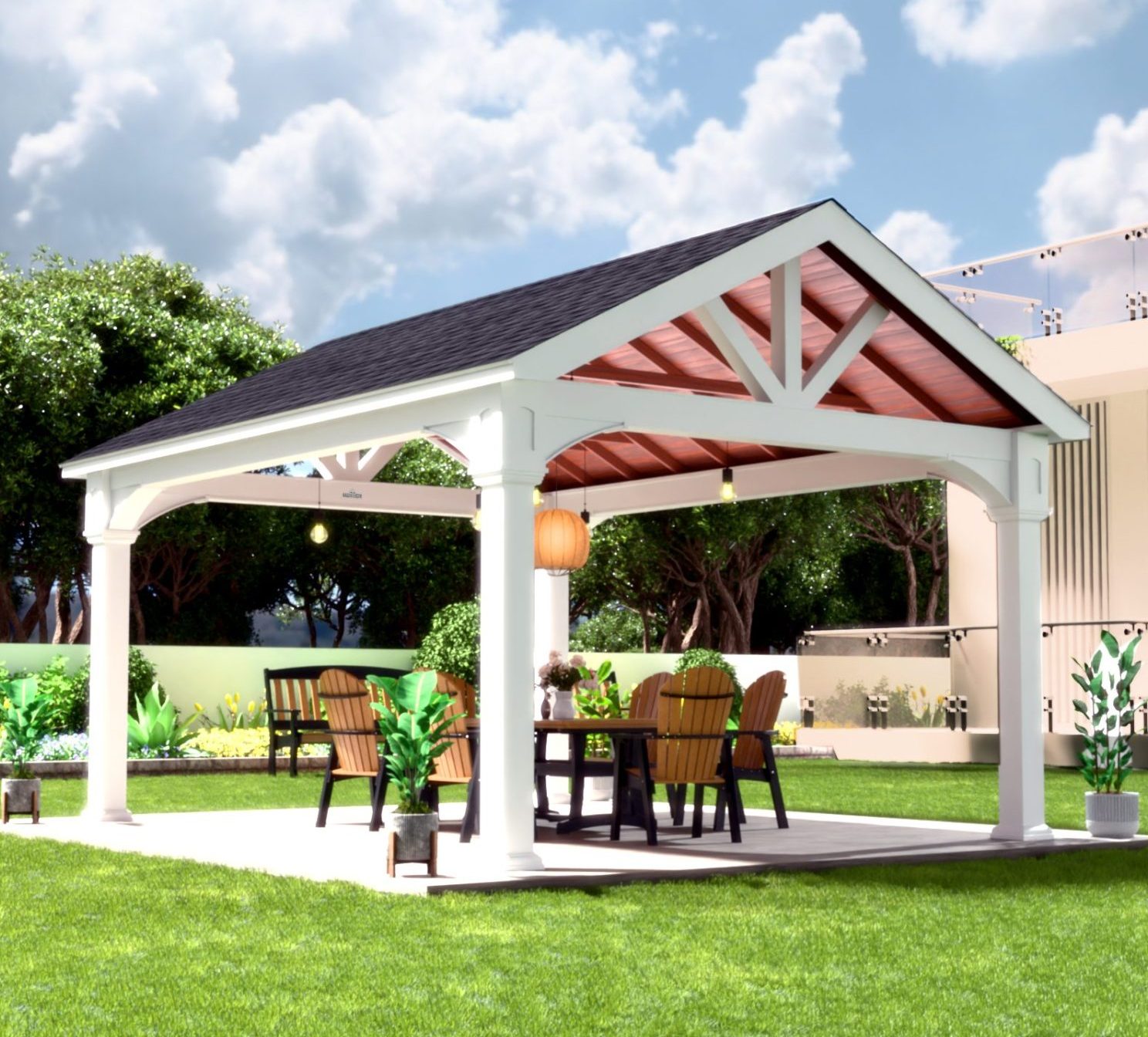 Country Lane 14x18 Vinyl A-Frame Pavilion w/ 8"x8" Posts